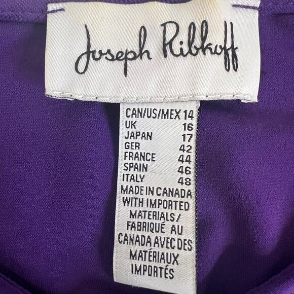 Joseph Ribkoff Womens Knit Top Size 14 Purple Asymmetrical Hem Ruched Side - Picture 5 of 6